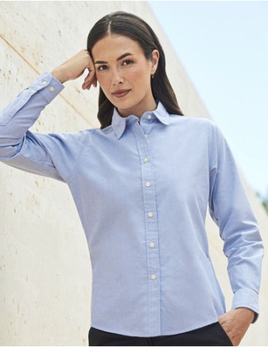 HEN-H511-Ladies Classic Long Sleeved Oxford Shirt
